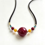 Grand Cinnabar Sphere Collar Necklace (朱砂圆珠配蜜蜡松石项链) thumb