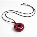 Grand Cinnabar Ping'an Kou Pendant Necklace (经典天然朱砂平安扣吊坠项链) thumb