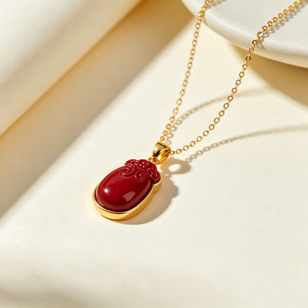 Cinnabar Pendant Necklace